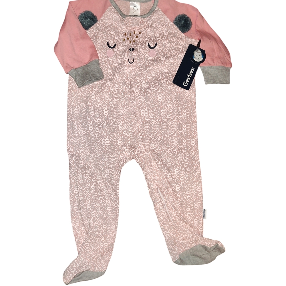 Gerber Pink and Gray Animal Print Footie